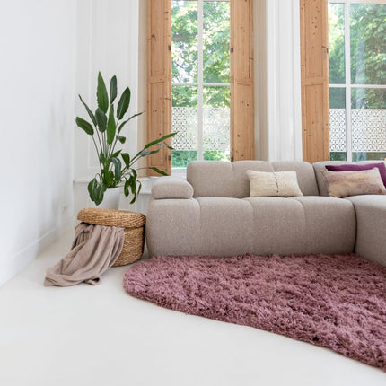 Hoogpolige Vloerkleden - Organisch hoogpolig vloerkleed Pilo Darkpink Polyester Interieur05 - Vloerkledenloods