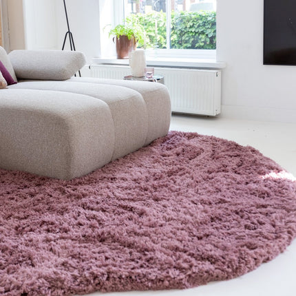 Hoogpolige Vloerkleden - Organisch hoogpolig vloerkleed Pilo Darkpink Polyester Interieur05 - Vloerkledenloods