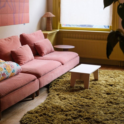 Hoogpolige Vloerkleden - Organisch hoogpolig vloerkleed Pilo olijfgroen polyester - Vloerkledenloods