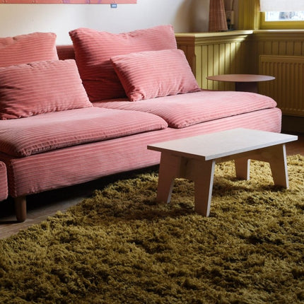 Hoogpolige Vloerkleden - Organisch hoogpolig vloerkleed Pilo olijfgroen polyester - Vloerkledenloods