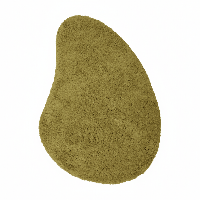 Hoogpolige Vloerkleden - Organisch hoogpolig vloerkleed Pilo olijfgroen polyester - Vloerkledenloods