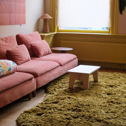 Hoogpolige Vloerkleden - Organisch hoogpolig vloerkleed Pilo olijfgroen polyester - Vloerkledenloods