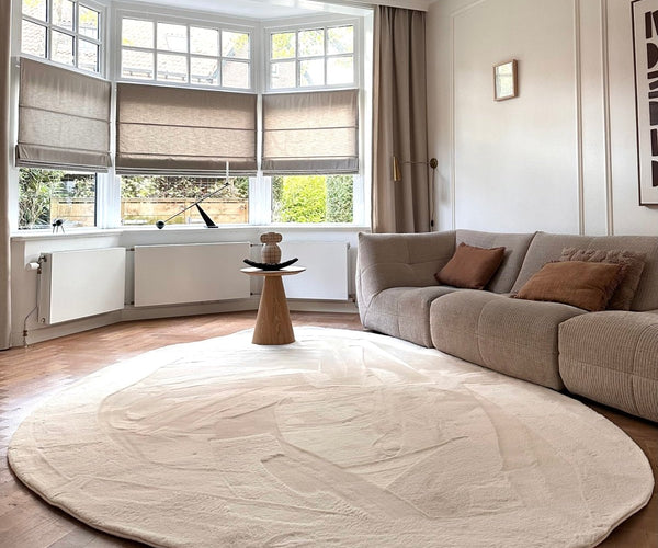 Organisch zacht hoogpolig vloerkleed Lux creme