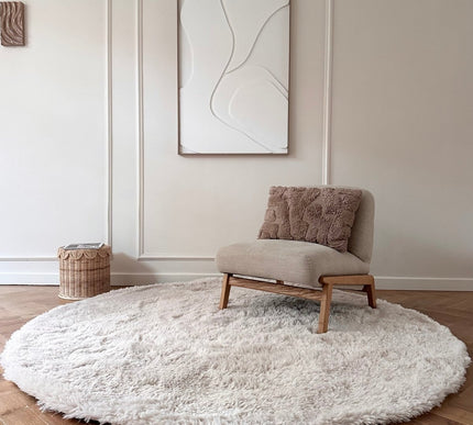 Hoogpolige Vloerkleden - Rond hoogpolig vloerkleed Furr beige - Interieur05 - Vloerkledenloods