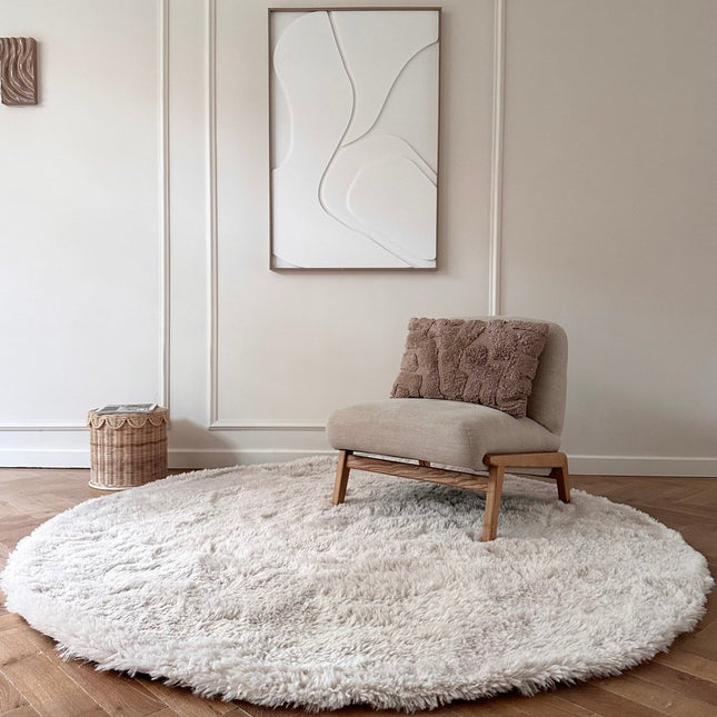 Hoogpolige Vloerkleden - Rond hoogpolig vloerkleed Furr beige - Interieur05 - Vloerkledenloods