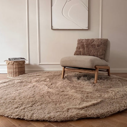 Hoogpolige Vloerkleden - Rond hoogpolig vloerkleed Furr bruin - Interieur05 - Vloerkledenloods