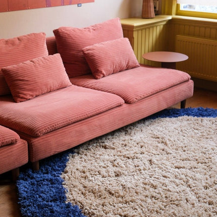 Hoogpolige Vloerkleden - Rond hoogpolig vloerkleed Pilo beige/blauw polyester Interieur05 - Vloerkledenloods