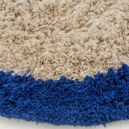 Hoogpolige Vloerkleden - Rond hoogpolig vloerkleed Pilo beige/blauw polyester Interieur05 - Vloerkledenloods