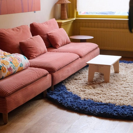 Hoogpolige Vloerkleden - Rond hoogpolig vloerkleed Pilo beige/blauw polyester Interieur05 - Vloerkledenloods