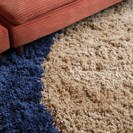Hoogpolige Vloerkleden - Rond hoogpolig vloerkleed Pilo beige/blauw polyester Interieur05 - Vloerkledenloods