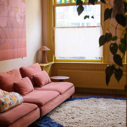 Hoogpolige Vloerkleden - Rond hoogpolig vloerkleed Pilo beige/blauw polyester Interieur05 - Vloerkledenloods