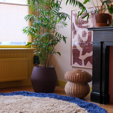 Hoogpolige Vloerkleden - Rond hoogpolig vloerkleed Pilo beige/blauw polyester Interieur05 - Vloerkledenloods