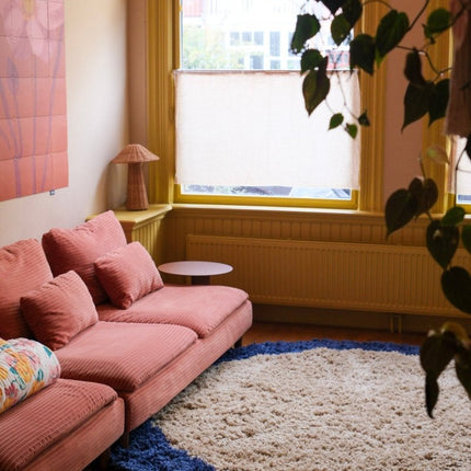Hoogpolige Vloerkleden - Rond hoogpolig vloerkleed Pilo beige/blauw polyester Interieur05 - Vloerkledenloods
