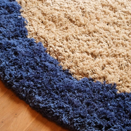 Hoogpolige Vloerkleden - Rond hoogpolig vloerkleed Pilo beige/blauw polyester Interieur05 - Vloerkledenloods