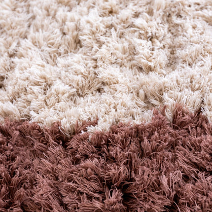 Hoogpolige Vloerkleden - Rond hoogpolig vloerkleed Pilo beige/bruin polyester Interieur05 - Vloerkledenloods