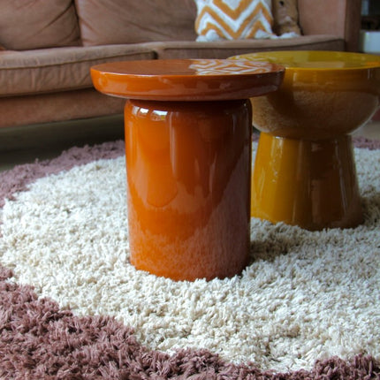 Hoogpolige Vloerkleden - Rond hoogpolig vloerkleed Pilo beige/bruin polyester Interieur05 - Vloerkledenloods