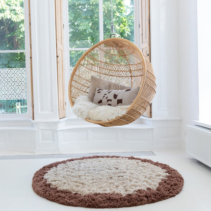 Hoogpolige Vloerkleden - Rond hoogpolig vloerkleed Pilo beige/bruin polyester Interieur05 - Vloerkledenloods
