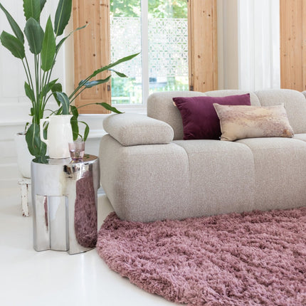 Hoogpolige Vloerkleden - Rond hoogpolig vloerkleed Pilo Darkpink Polyester Interieur05 - Vloerkledenloods