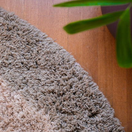 Hoogpolige Vloerkleden - Rond hoogpolig vloerkleed Pilo groen/beige polyester Interieur05 - Vloerkledenloods