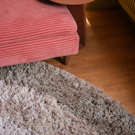 Hoogpolige Vloerkleden - Rond hoogpolig vloerkleed Pilo groen/beige polyester Interieur05 - Vloerkledenloods