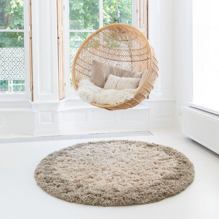 Hoogpolige Vloerkleden - Rond hoogpolig vloerkleed Pilo groen/beige polyester Interieur05 - Vloerkledenloods