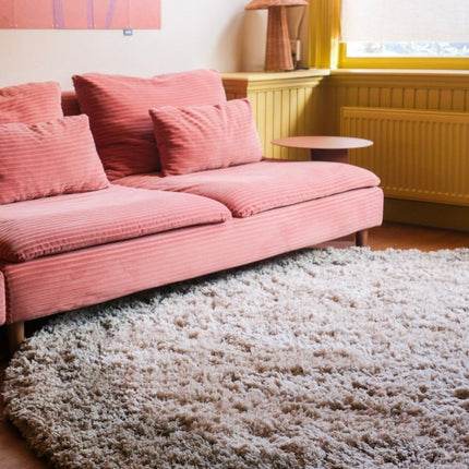 Hoogpolige Vloerkleden - Rond hoogpolig vloerkleed Pilo groen/beige polyester Interieur05 - Vloerkledenloods