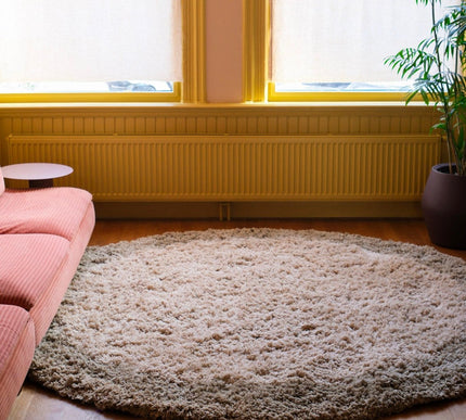 Hoogpolige Vloerkleden - Rond hoogpolig vloerkleed Pilo groen/beige polyester Interieur05 - Vloerkledenloods