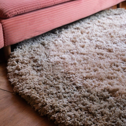 Hoogpolige Vloerkleden - Rond hoogpolig vloerkleed Pilo groen/beige polyester Interieur05 - Vloerkledenloods