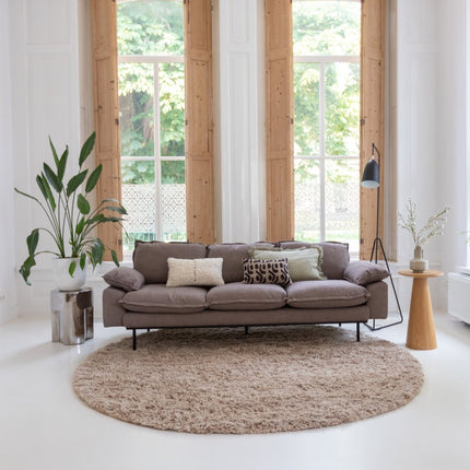 Hoogpolige Vloerkleden - Rond wollen vloerkleed hoogpolig Raw Wool Lichtbruin Interieur05 - Vloerkledenloods