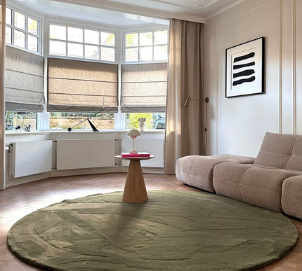 Hoogpolige Vloerkleden - Rond zacht hoogpolig Vloerkleed Lux groen - Vloerkledenloods