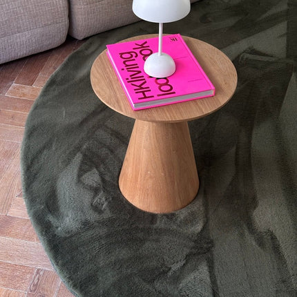 Hoogpolige Vloerkleden - Rond zacht hoogpolig Vloerkleed Lux groen - Vloerkledenloods