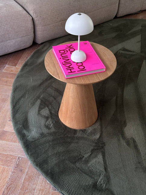 Hoogpolige Vloerkleden - Rond zacht hoogpolig Vloerkleed Lux groen - Vloerkledenloods