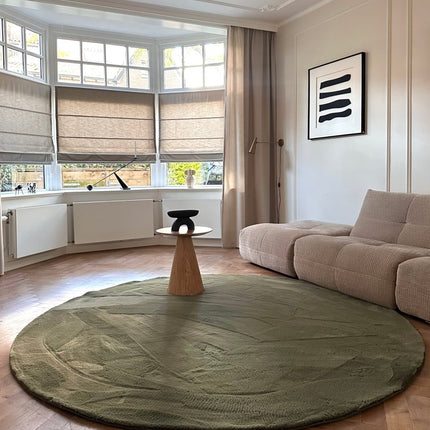Hoogpolige Vloerkleden - Rond zacht hoogpolig Vloerkleed Lux groen - Vloerkledenloods