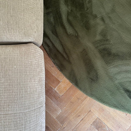 Hoogpolige Vloerkleden - Rond zacht hoogpolig Vloerkleed Lux groen - Vloerkledenloods