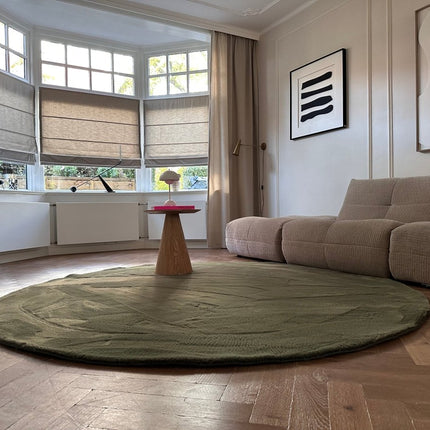 Hoogpolige Vloerkleden - Rond zacht hoogpolig Vloerkleed Lux groen - Vloerkledenloods