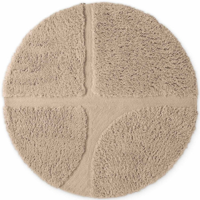 Hoogpolige vloerkleden - Ted Baker Lambeth rond hoogpolig vloerkleed Jasper Beige - Vloerkledenloods