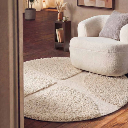 Hoogpolige vloerkleden - Ted Baker Lambeth rond hoogpolig vloerkleed Jasper Crème - Vloerkledenloods