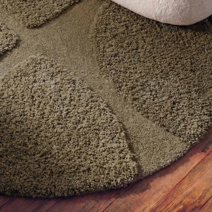 Hoogpolige vloerkleden - Ted Baker Lambeth rond hoogpolig vloerkleed Jasper Groen - Vloerkledenloods