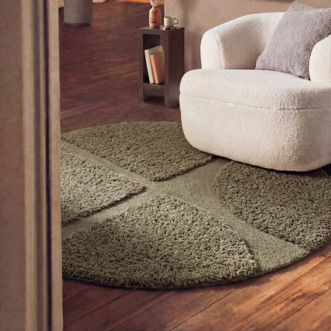 Hoogpolige vloerkleden - Ted Baker Lambeth rond hoogpolig vloerkleed Jasper Groen - Vloerkledenloods