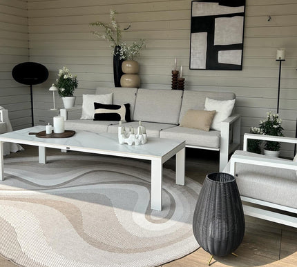 Organisch gevormd buitenkleed Loop Stone Linnen