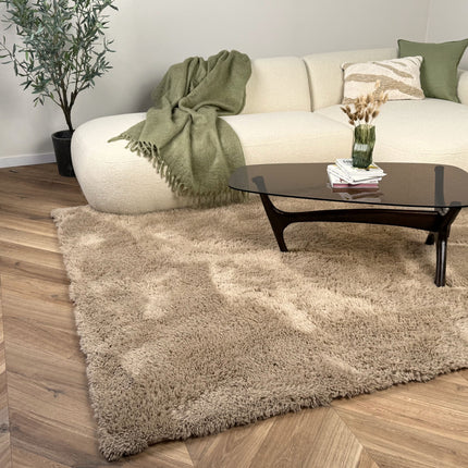 Hoogpolig vloerkleed Furr bruin - Interieur05