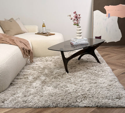 Hoogpolig vloerkleed Nika ivoor/taupe polyester - Interieur05