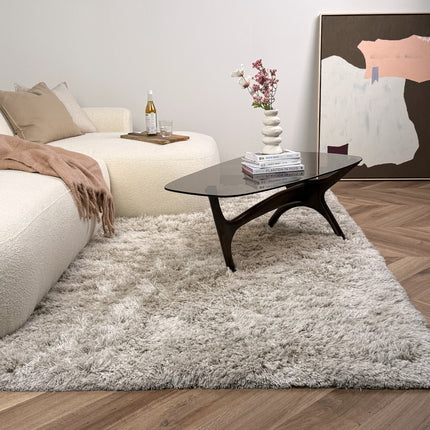 Hoogpolig vloerkleed Nika ivoor/taupe polyester - Interieur05