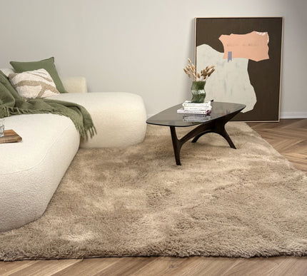 Hoogpolig vloerkleed Furr bruin - Interieur05
