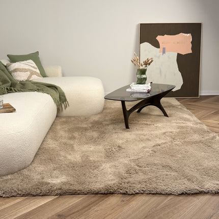 Hoogpolig vloerkleed Furr bruin - Interieur05