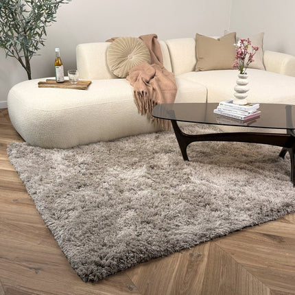 Hoogpolig vloerkleed Nika zand polyester - Interieur05