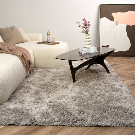 Hoogpolig vloerkleed Nika zand polyester - Interieur05