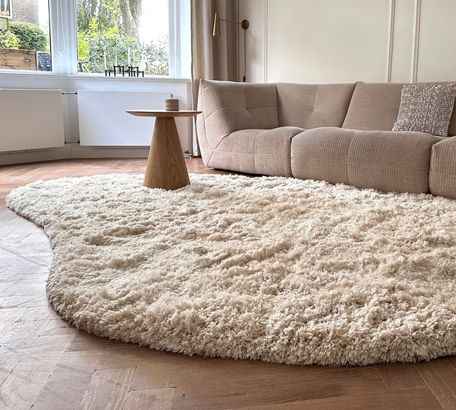 Organisch Hoogpolig Vloerkleed Pilo Ivoor Wit Polyester Interieur05