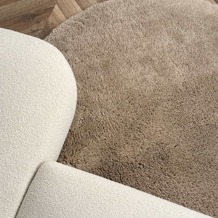 Rond hoogpolig vloerkleed Furr bruin - Interieur05
