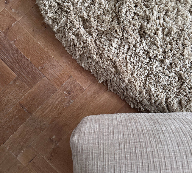Organisch Hoogpolig Vloerkleed Pilo Beige Polyester Interieur05